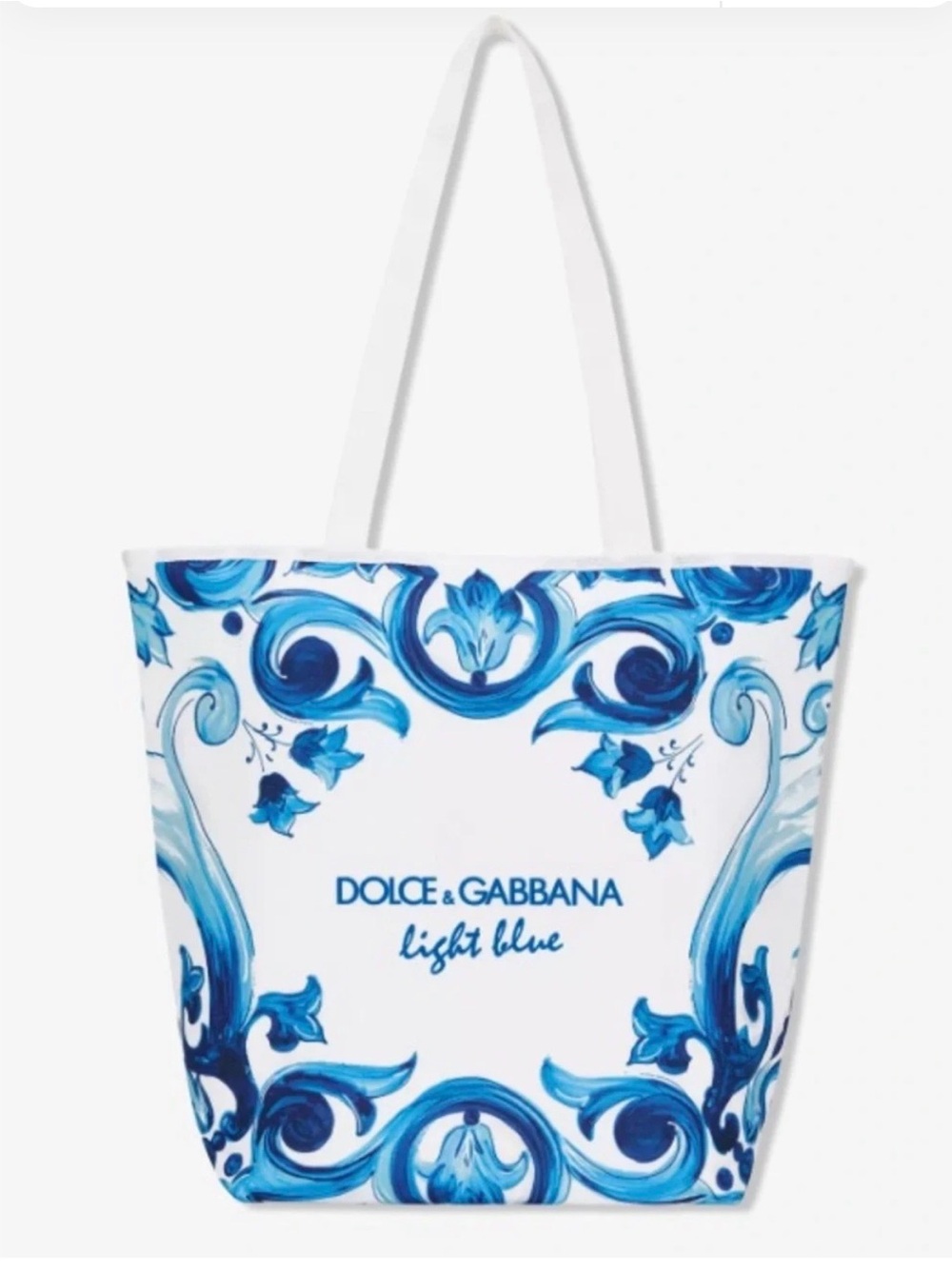 Dolce & Gabbana White and Blue Baroque Print Tote